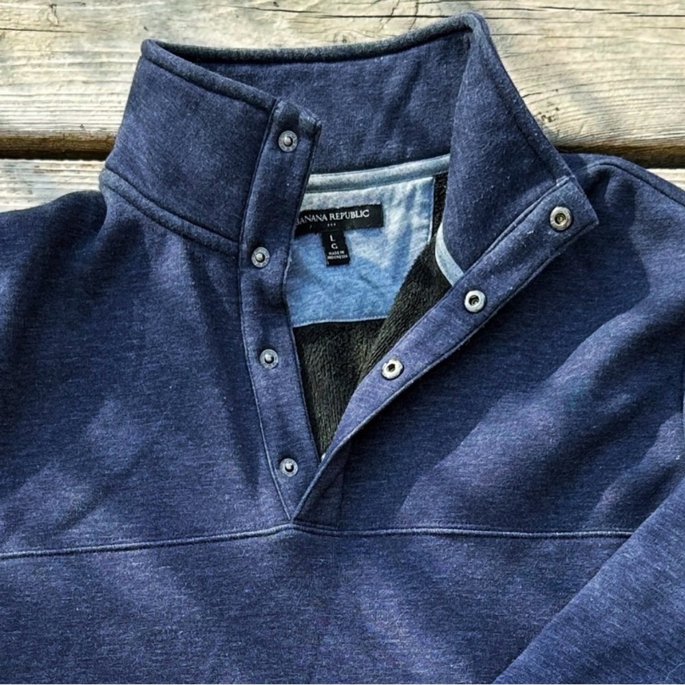 Banana Republic Blue Snap Collar Sweater